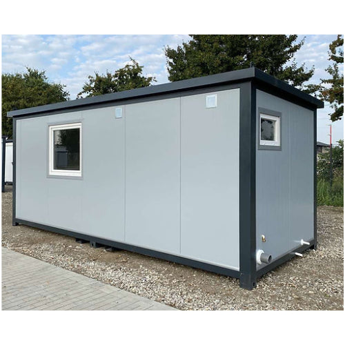 BÜROCONTAINER 6,00 X 2,40 M MIT TOILETTE, DUSCHE UND KÜCHE